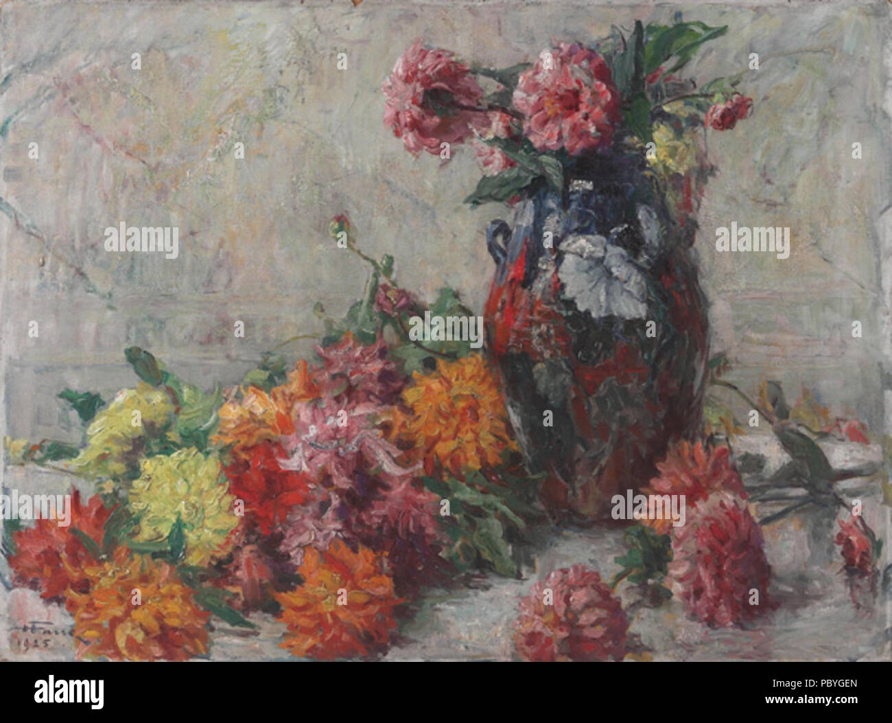 203 Farre, Henri - Florale Stilleben mit blauer Vase (ca 1925). Stockfoto