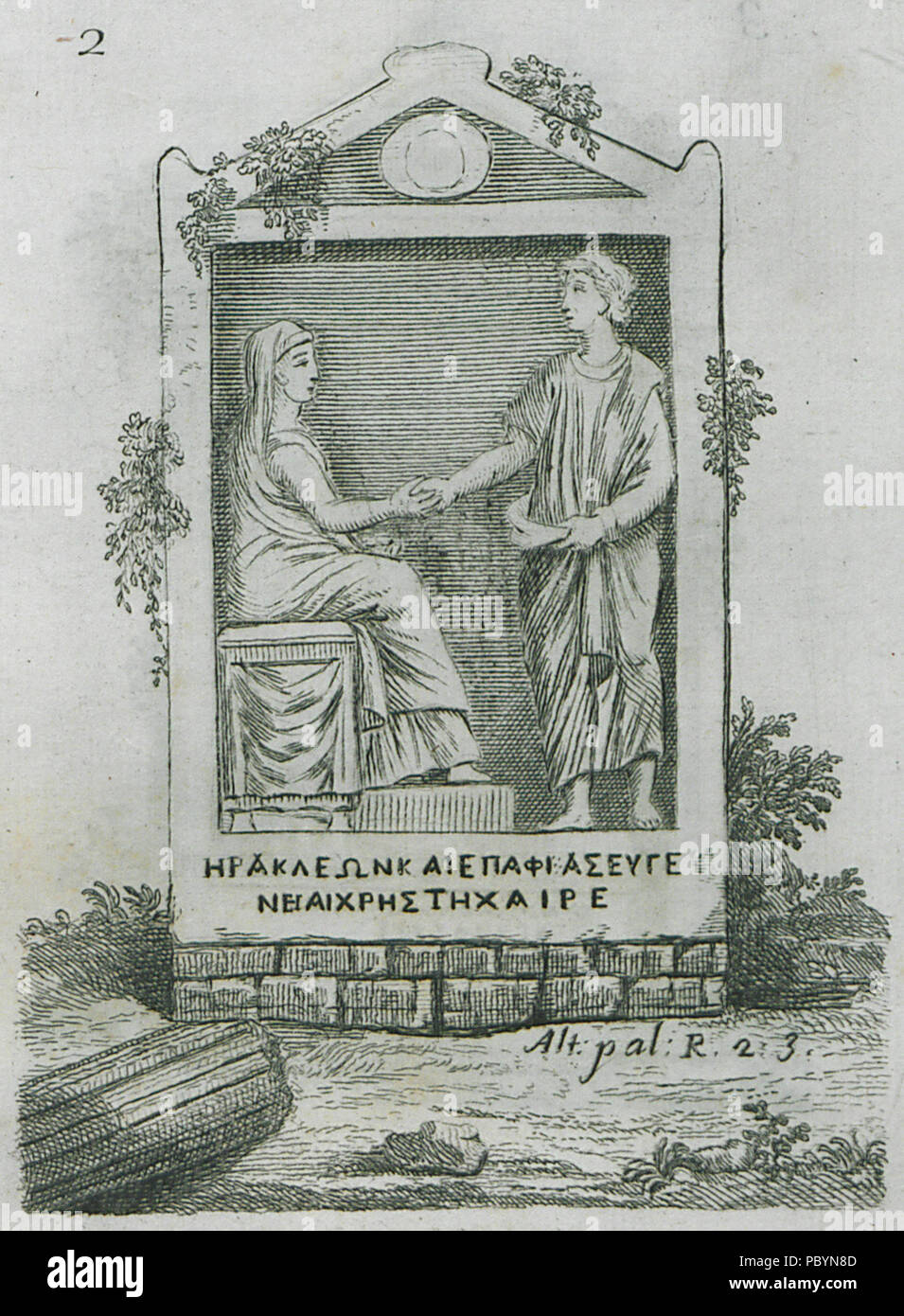 231 Grabkunst Stele - Paciaudi Paolo Maria - 1761 Stockfoto