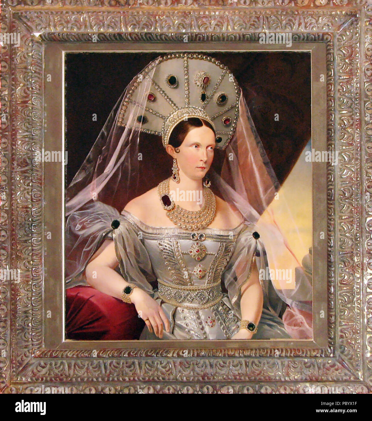 3 Alexandra Fjodorowna in Russischen Kleid von Hessen nach Kruger (Zarskoje Selo) Stockfoto