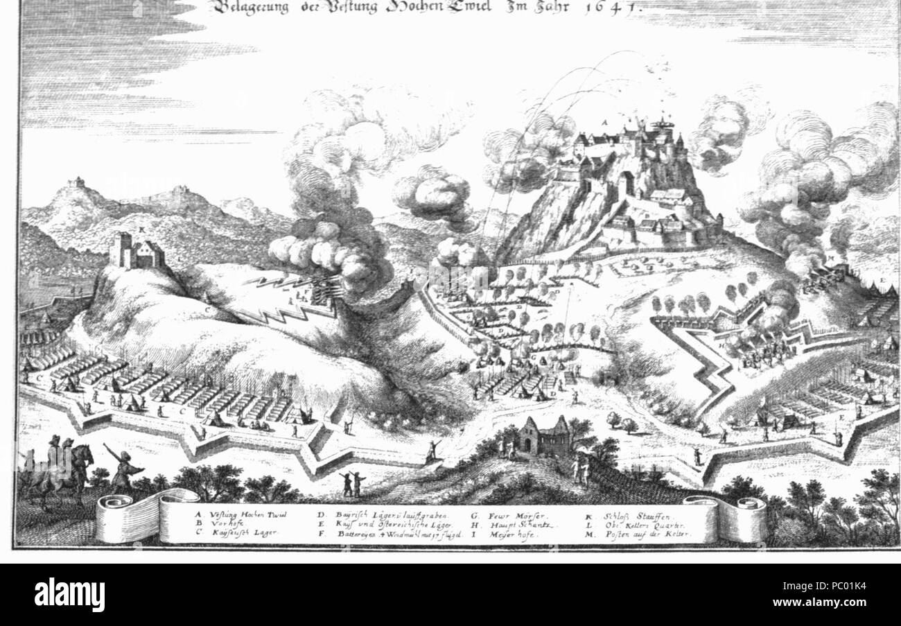 282 Hohentwiel Belagerung 1641 Stockfoto