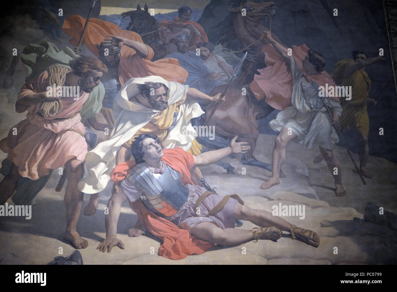 Die Bekehrung des heiligen Paulus, Wandmalerei von Michel-Martin Drolling in der Kirche Saint Sulpice, Paris, Frankreich Stockfoto