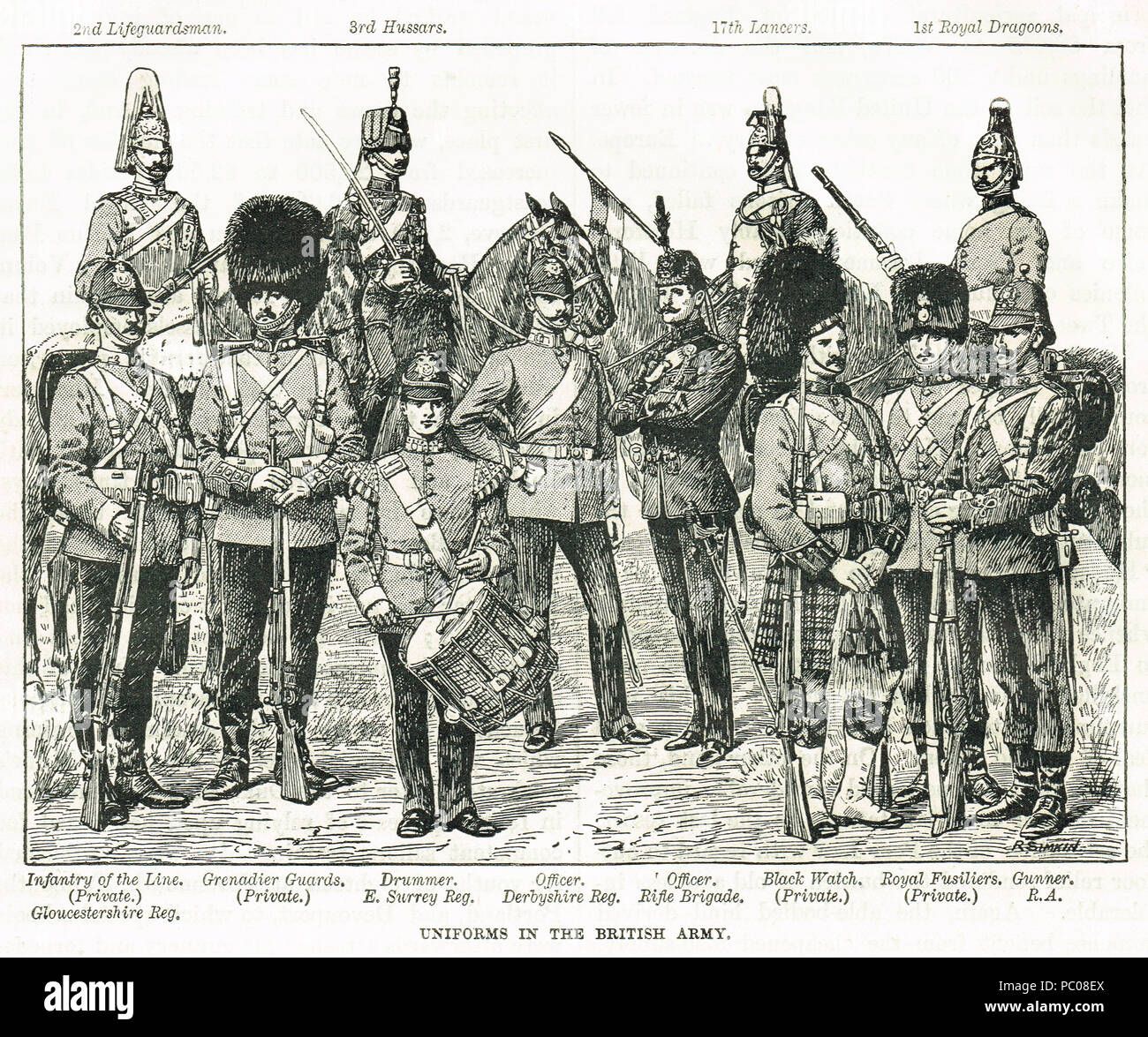 Britische Armee Uniformen des 19. Jahrhunderts Stockfoto
