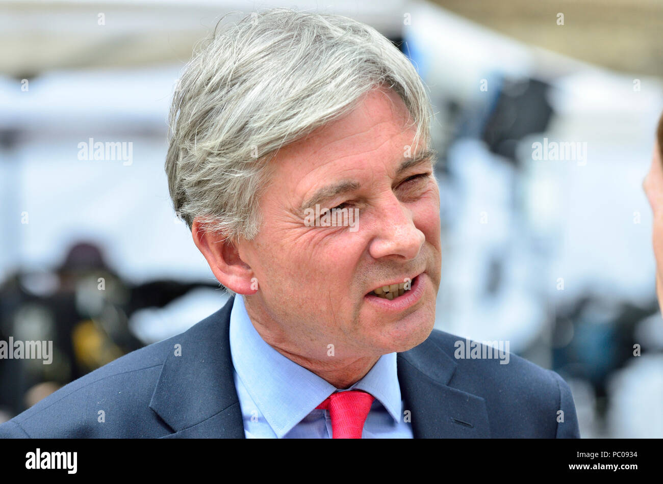 Richard Leonard MSP (Arbeit: Central Scotland) Führer der Scottish Labour Party (2017-) interviewt auf College Green, Westminster, Stockfoto