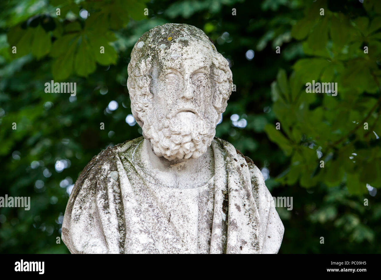 Homer, Griechische legendären Thema, das antike Griechenland, Büste in Nordkirchen Wasserschloss Palace, Deutschland Stockfoto