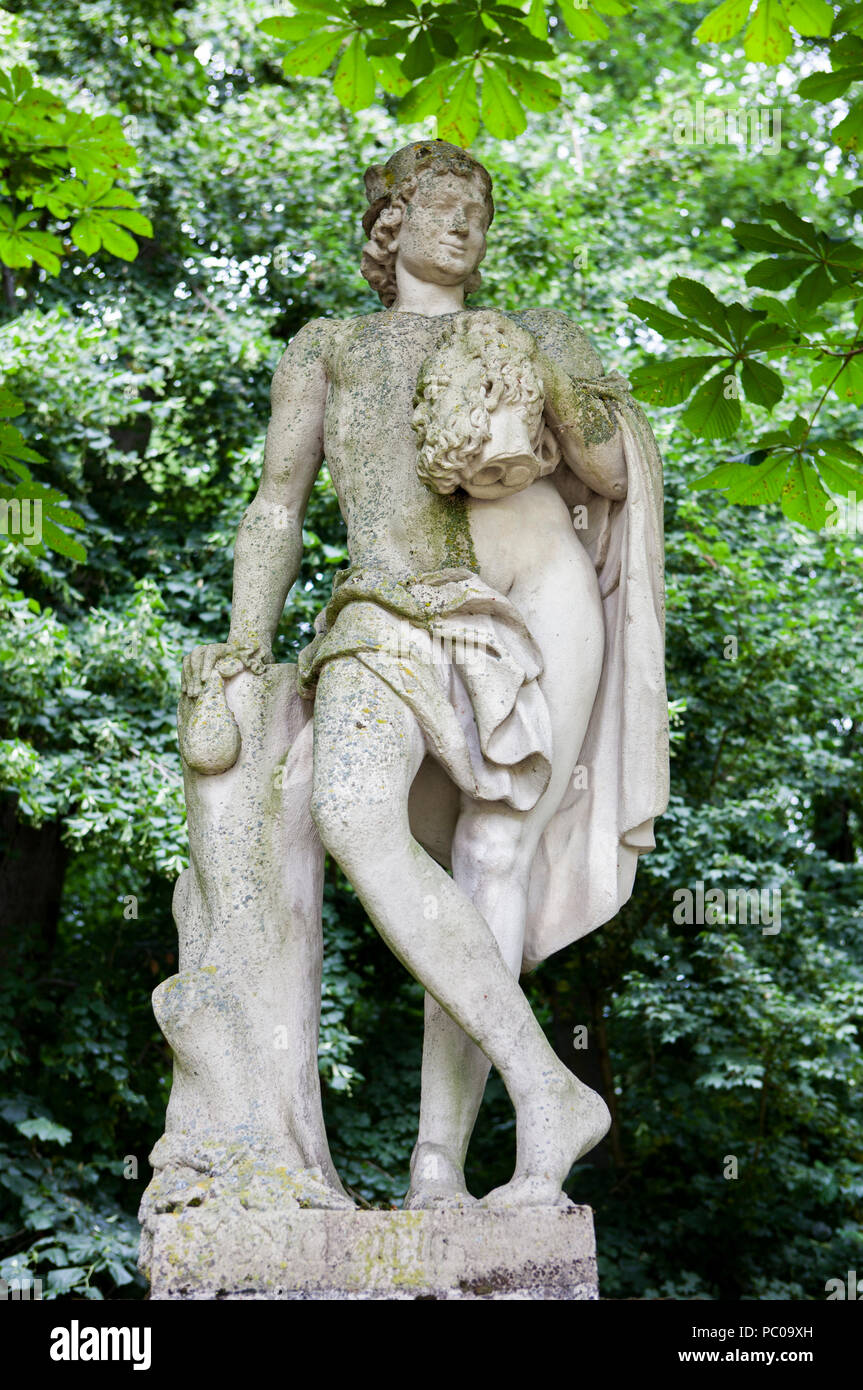 Statue von Quecksilber oder Hermes am Wasserschloss Schloss Nordkirchen, Deutschland Stockfoto