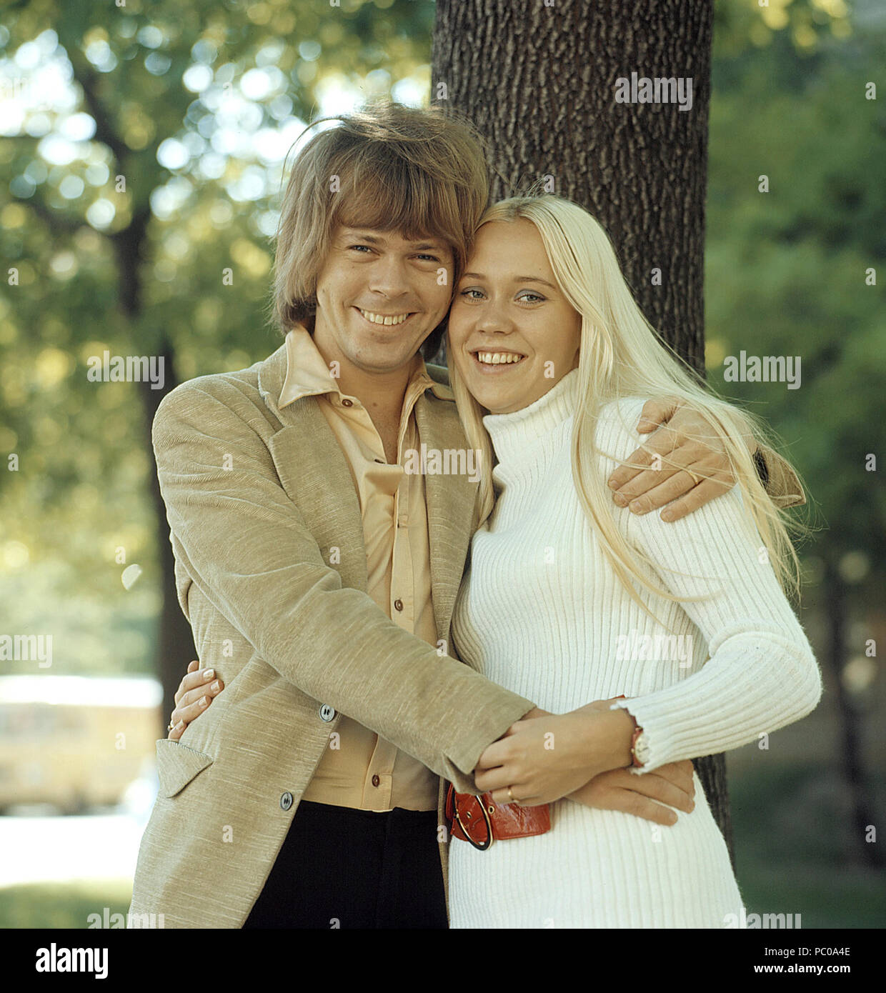 ABBA. Agnetha Fältskog. Sänger. Mitglied der Popgruppe ABBA. Geboren 1950. Hier abgebildet mit ihren Verlobten Björn Ulvaeus 1970, den sie am 6. Juli 1971 verheiratet. Foto: Kristoffersson Stockfoto