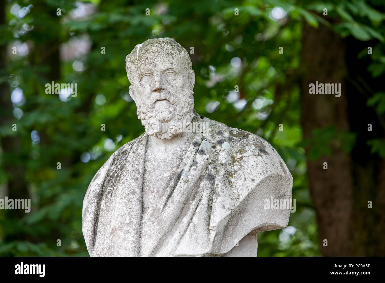 Sokrates 469-399 v. Chr., Philosoph der griechischen Antike, Büste in Nordkirchen Wasserschloss Palace, Deutschland Stockfoto