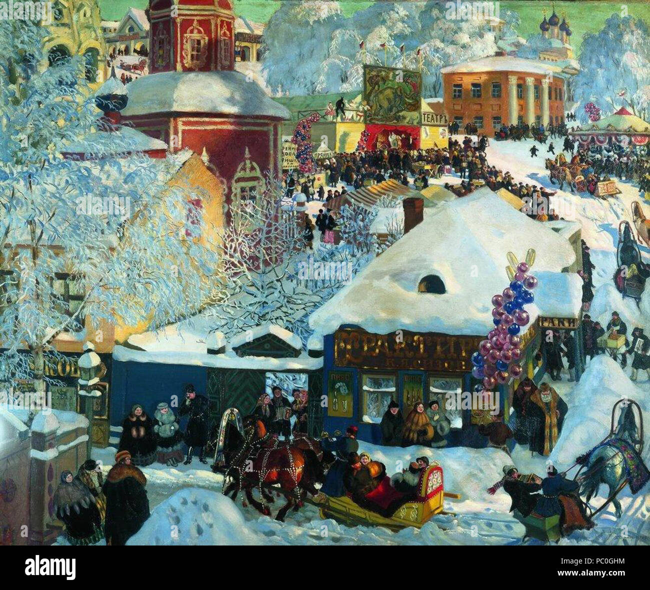 351 Kustodiev Winter - Faschings - Festlichkeiten 1919 Stockfoto