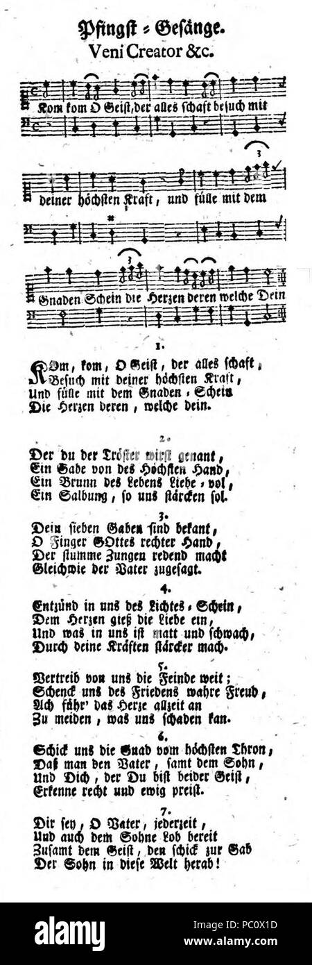 344 Komm, komm, o Geist, der alles schafft Stockfoto