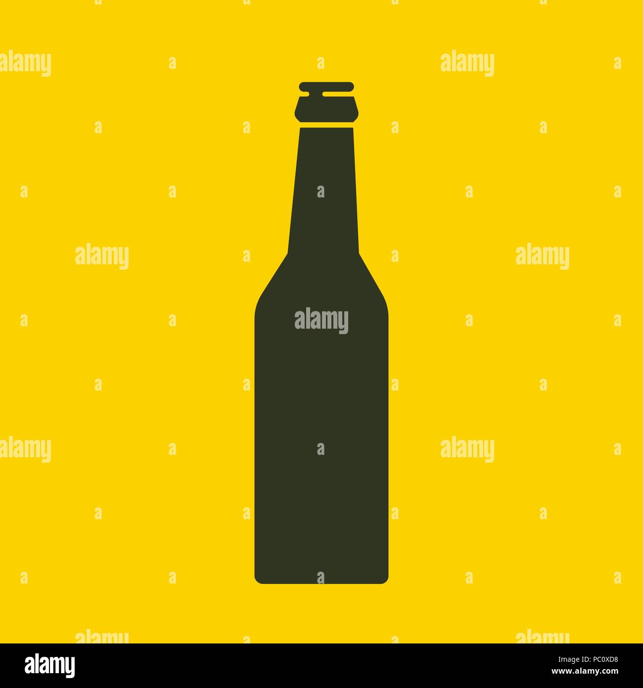 Bier Flasche Symbol. Mock up Glas Bier, Limonade saubere Flasche. Schwarz einfache Silhouette. Symbol Vorlage Logo. Isolierte Vector Illustration. Stock Vektor
