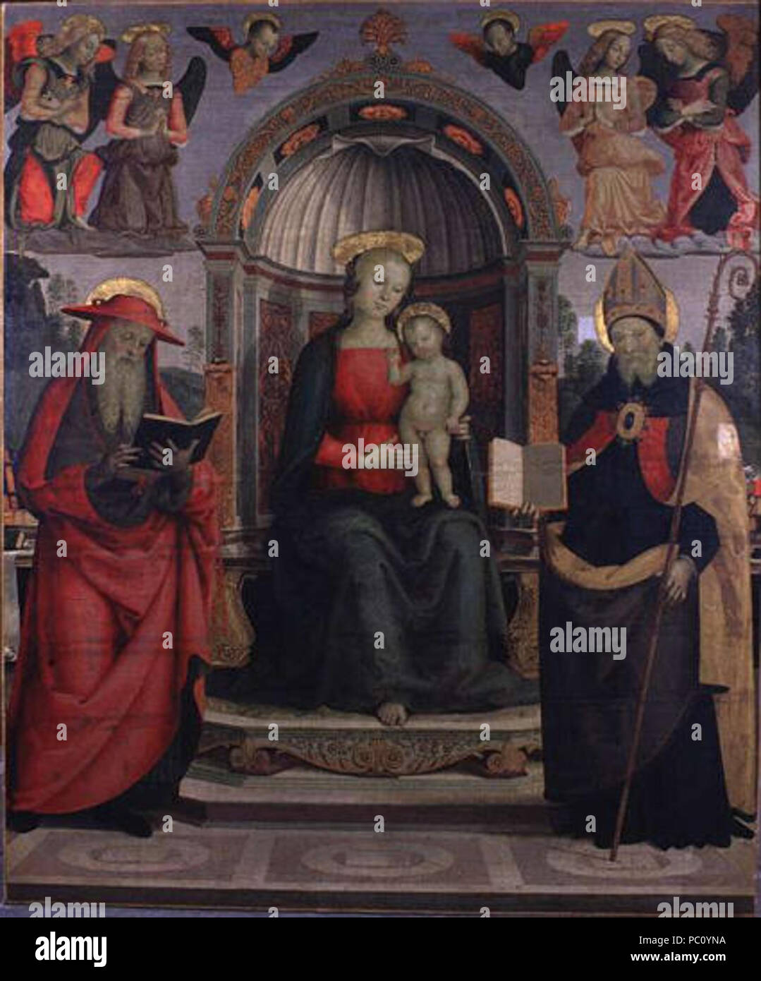 356 La Vierge entre Saint Jérôme et Saint Augustin Stockfoto