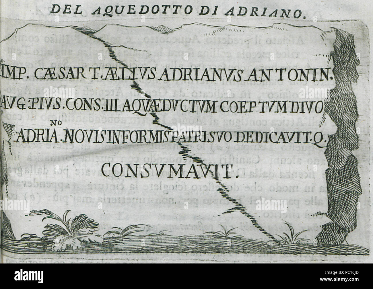 360 lateinische Inschrift vom Aquädukt des Hadrian (Dexameni) in Athen - fanelli Francesco - 1695 Stockfoto