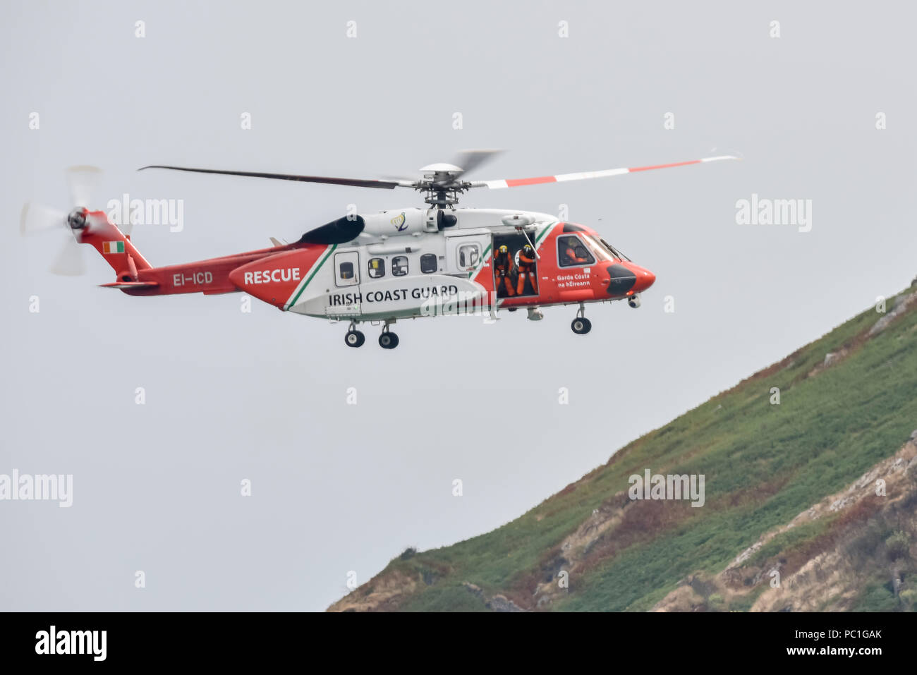 Irische Küstenwache Sikorsky Rescue 115, S-92 EIN EI-ICD4CA98F, Shannon, County Clare stationiert Stockfoto
