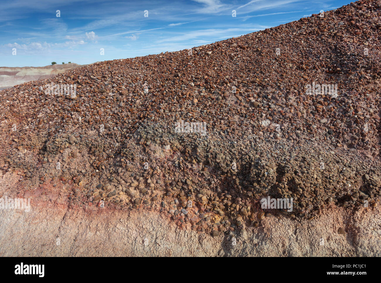 Konglomerat Felsformation, Petrified Forest NP, AZ Stockfoto