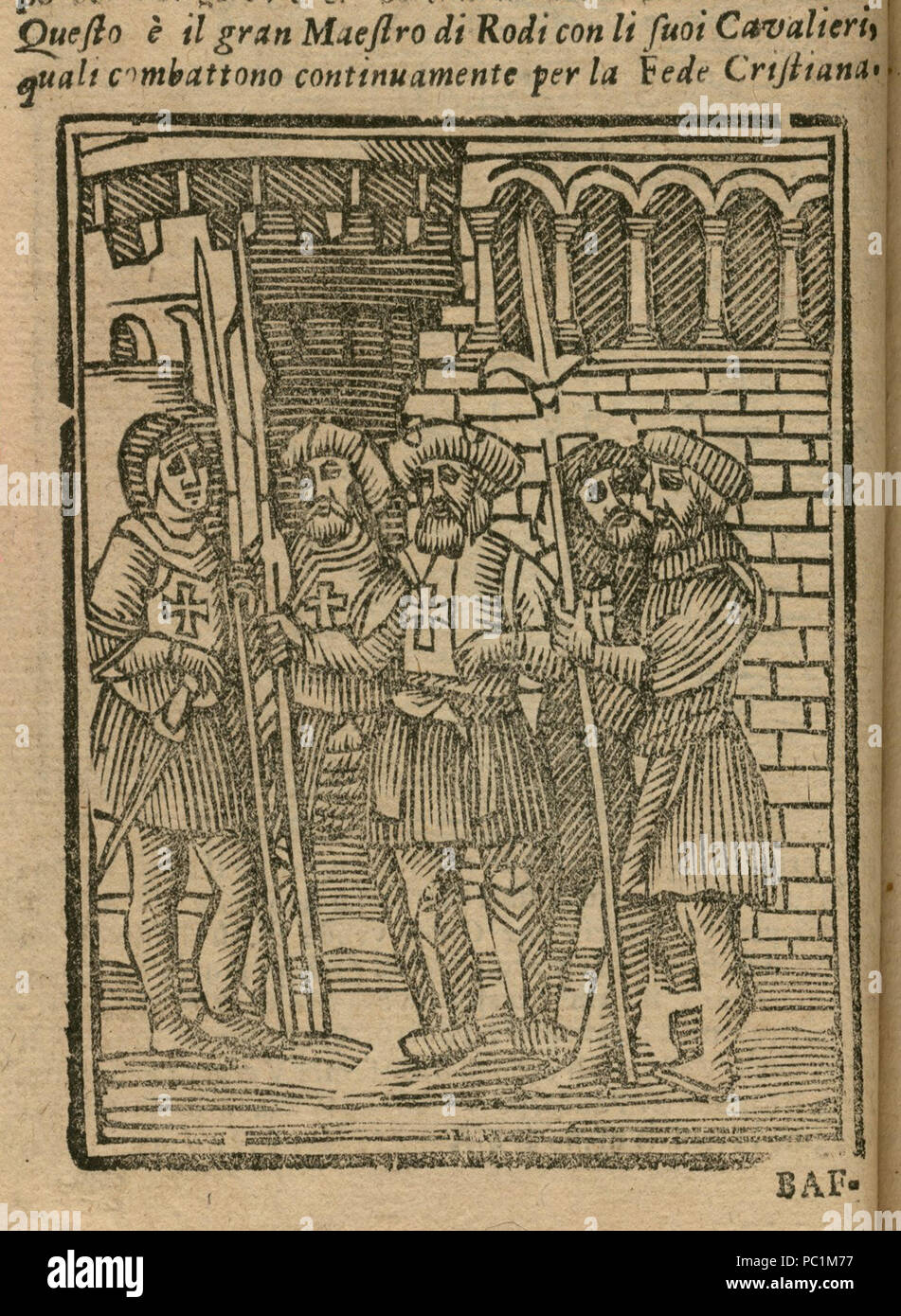 508 Questo é Il Gran Maestro di Fei-con Li suoi Cavallieri, Quali combattono continuamente per la Fe Cristiana - Bianco Noe - 1600 Stockfoto