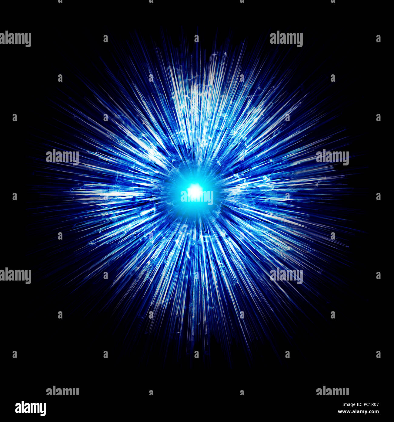 Explodierende Neutronenstern. Singularität, Gravitationswellen und Raumzeit Konzept Stockfoto