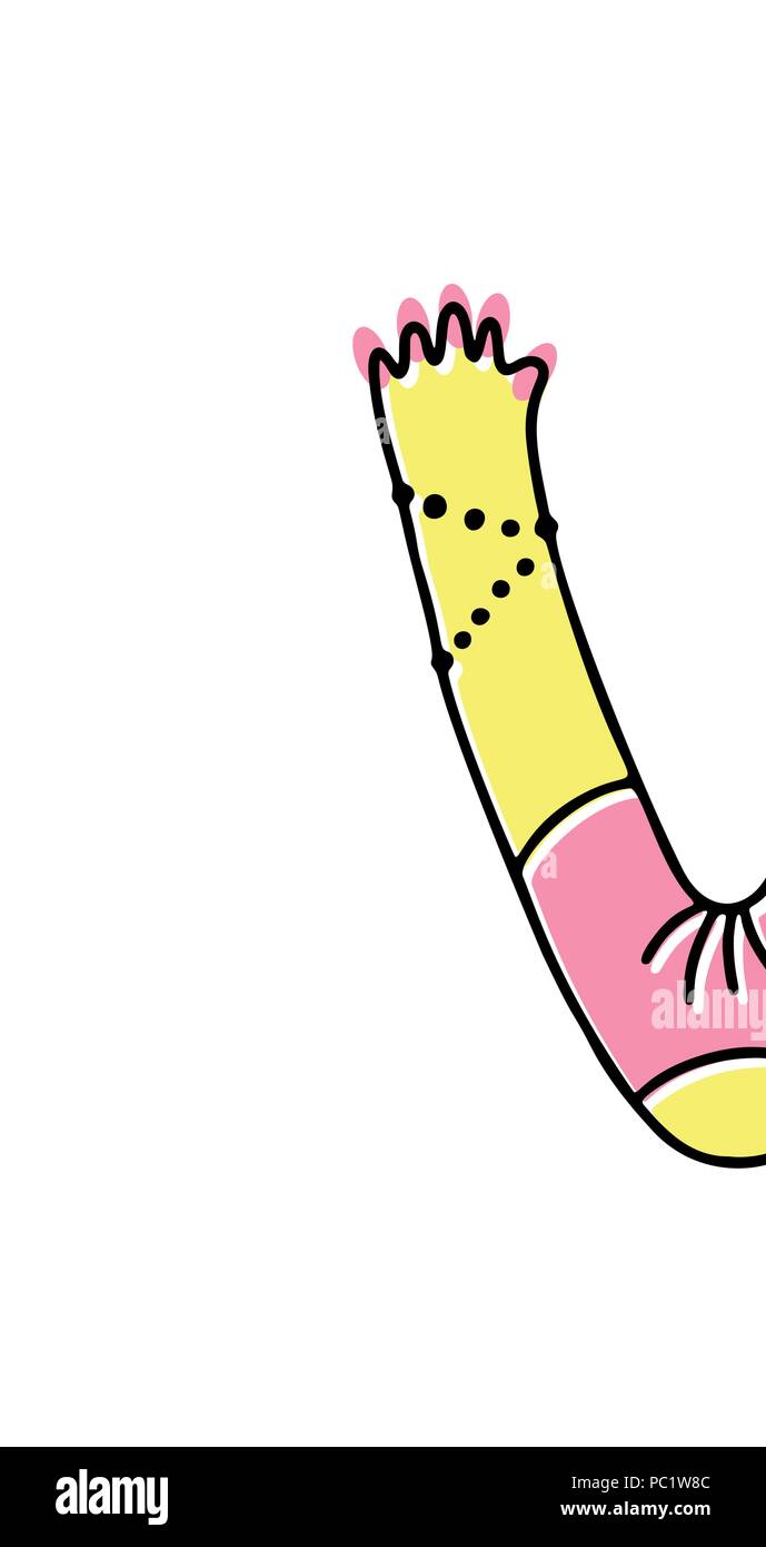 Verrückte Hände Alphabet, Hand gezeichneten Buchstaben V Stock Vektor