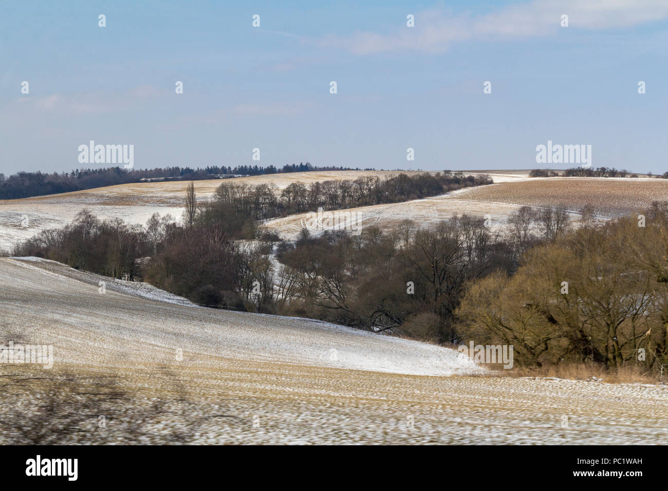Am Straßenrand Landschaft in der Tschechischen Republik im Winter Stockfoto