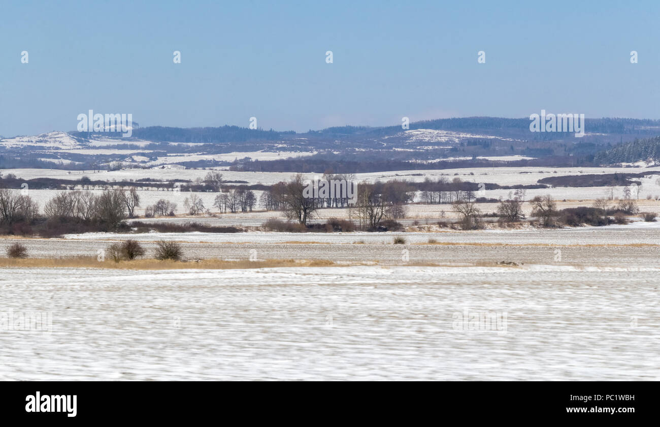 Am Straßenrand Landschaft in der Tschechischen Republik im Winter Stockfoto