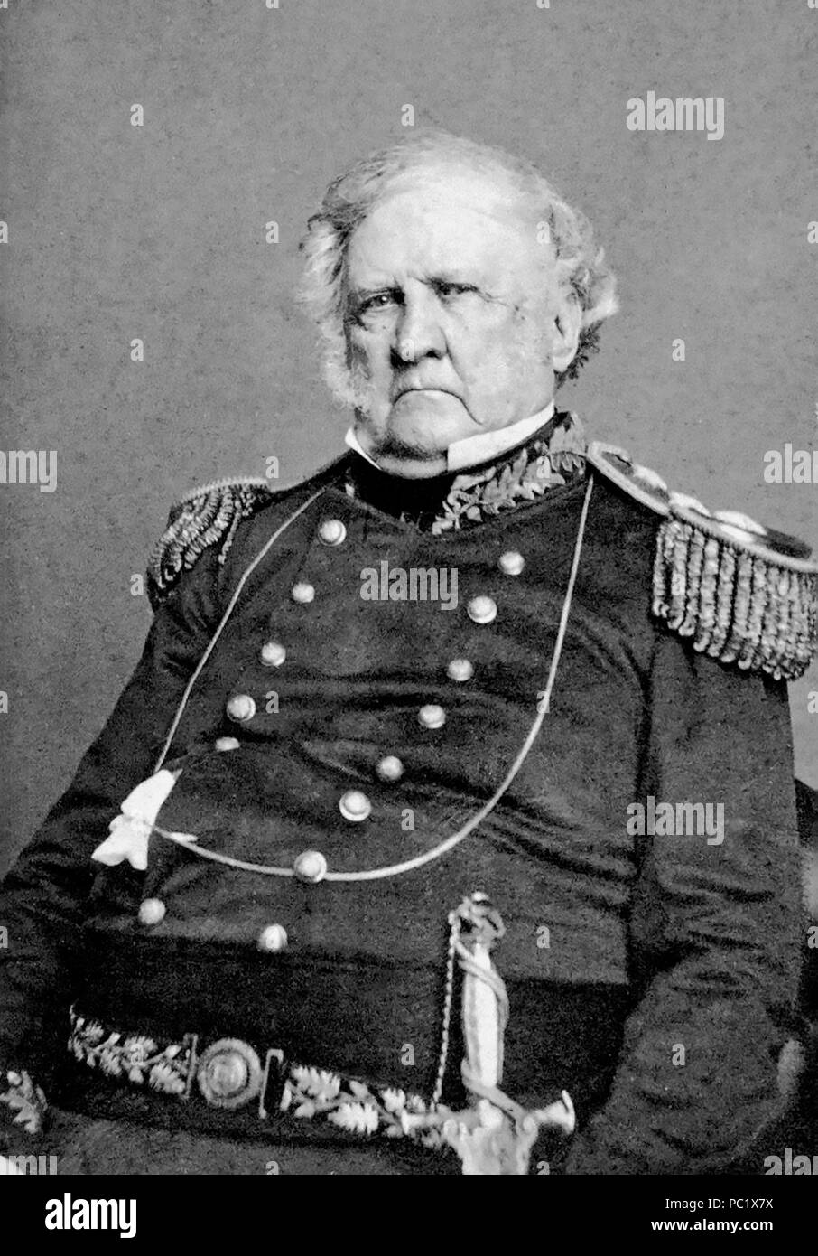 WINFIELD SCOTT (1786-1866) als 3. kommandierenden General der United States Army in West Point, New York, 10. Juni 1862 Stockfoto