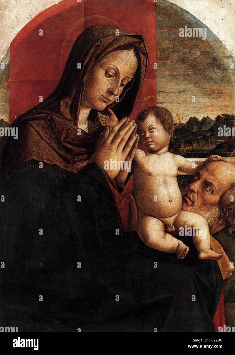 386 Madonna mit Kind und Heiligen Joseph Stockfoto