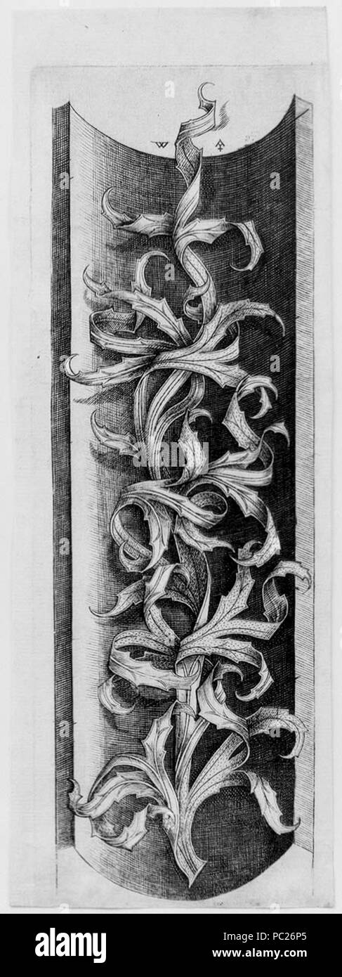 405 Master W mit der Taste Foliate Ornament, Ca. 1470 Stockfoto