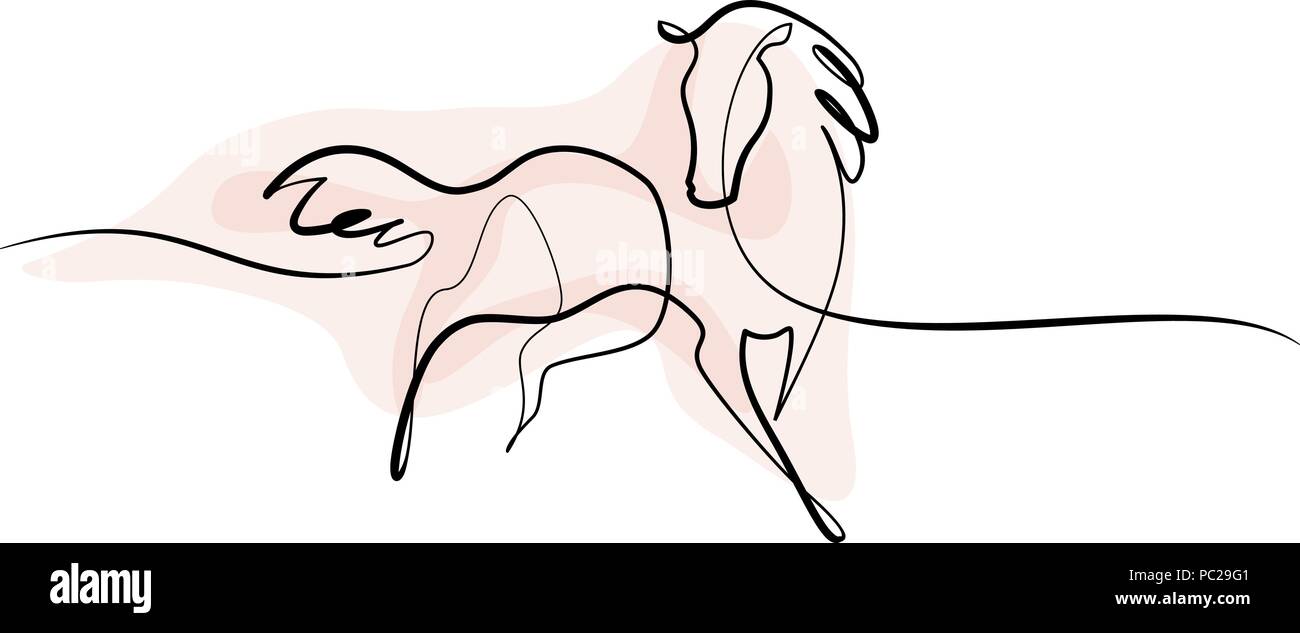 Kontinuierliche eine Linie zeichnen. Horse Logo. Schwarze und weiße Vector Illustration. Konzept für Logo, Karte, Banner, Poster, Flyer Stock Vektor
