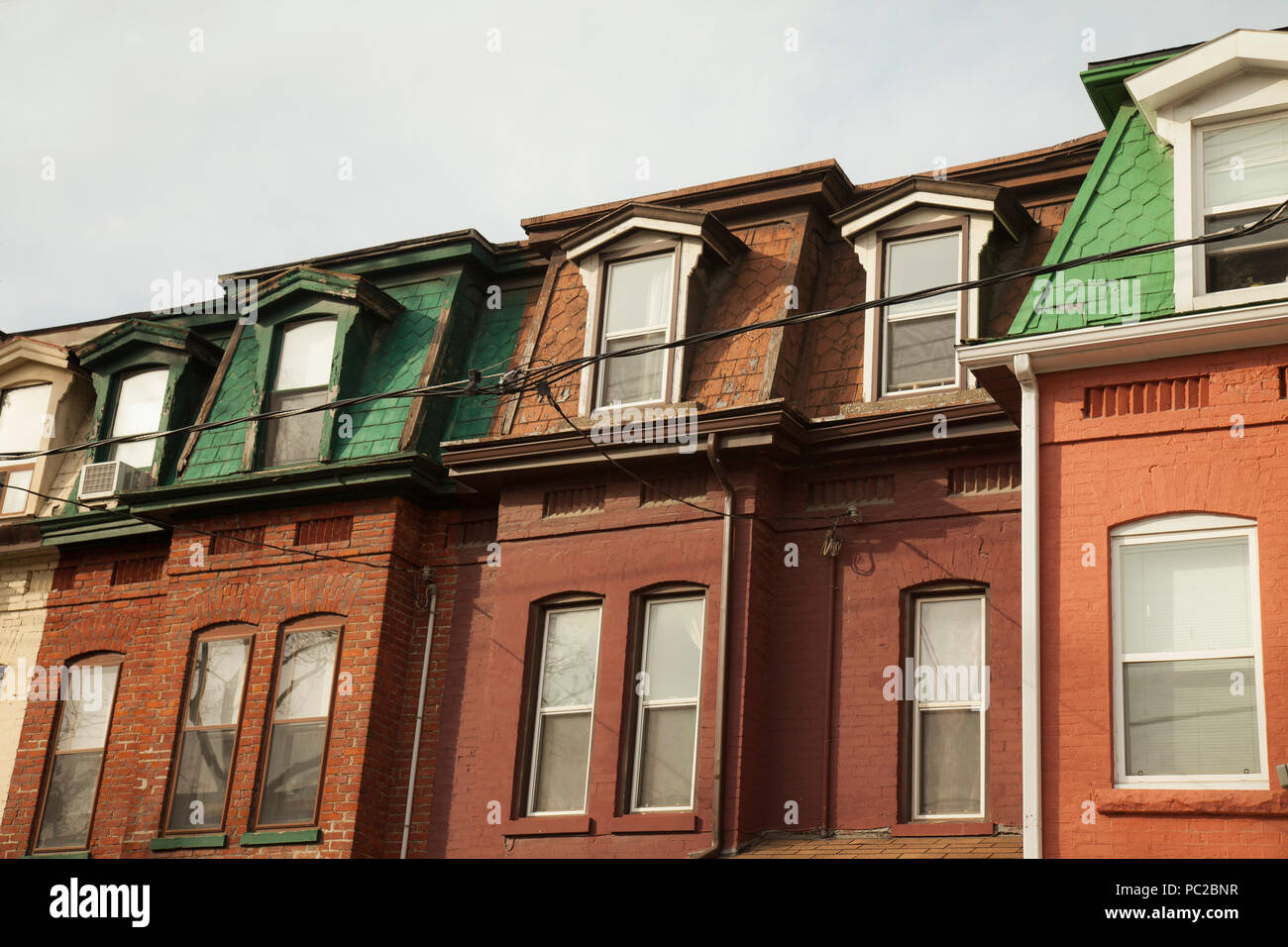 Reihe des alten Hauses der Draufsicht, Toronto, Kanada Stockfoto