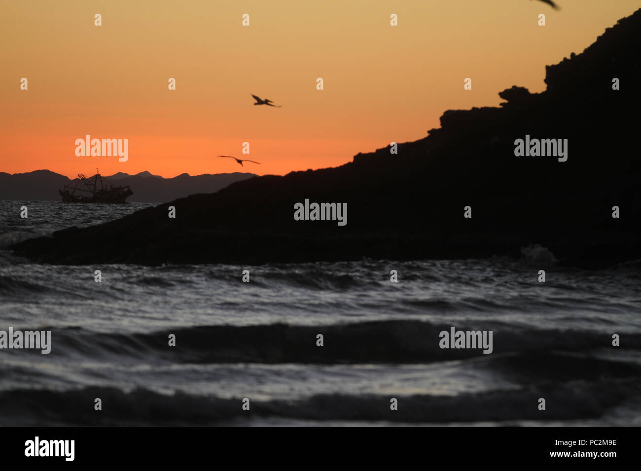 Atardecer en el Mar de Cortez, playa Bahía de Kino. Foto: Personal/NortePhoto ** CREDITO + OBLIGATORIO** Stockfoto
