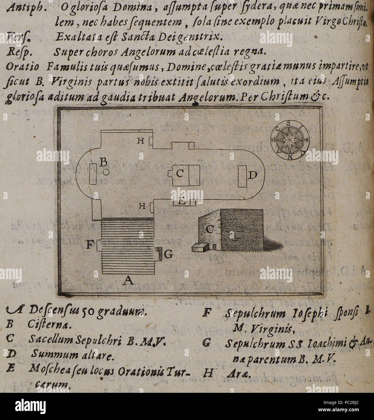 487 Plan des Grab der Jungfrau Maria oder Kirche des Grabes der Heiligen Maria, in Kidron, Jerusalem - Cootwijck Johannes Van - 1619 Stockfoto