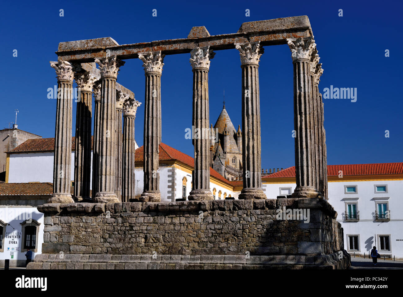 Ruine der römischen Tempel in der Stadt Evora Alentejo Stockfoto