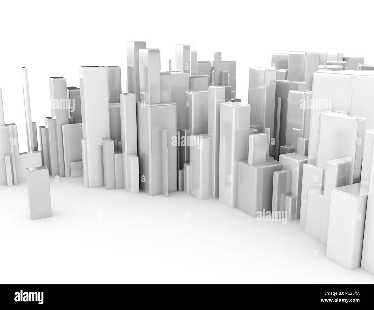 Abstrakte 3D Stadtmodell aus Würfel Stockfoto
