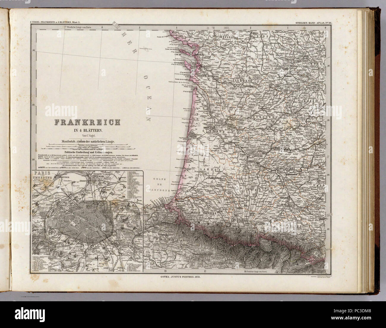 Adolf Stieler, sind in 4 Blattern. Blatt 3, 1875 - David Rumsey. Stockfoto