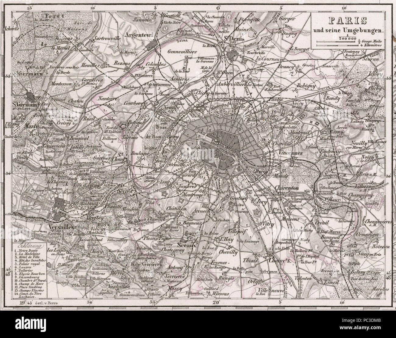 Adolf Stieler, Paris und seine Umgebungen, 1866 - David Rumsey. Stockfoto