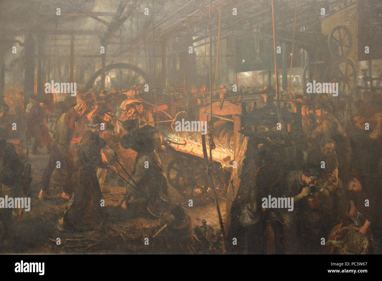 Adolph Menzel - Das Eisenwalzwerk - Die Iron-Rolling Mühle - 1872-1875. Stockfoto