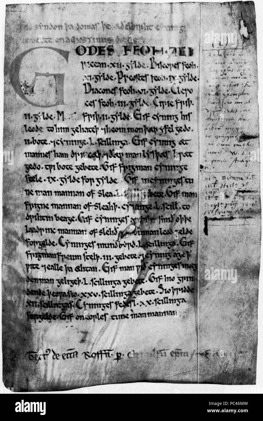 591 Textus Roffensis ms Stockfoto
