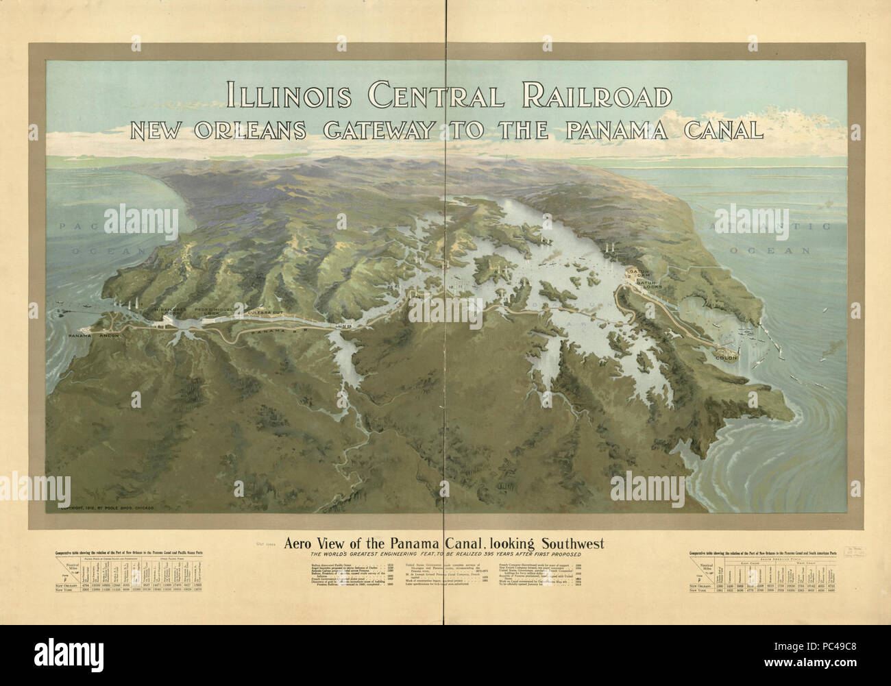 Aero Blick auf den Panamakanal, Südwesten, größte technische Meisterleistung der Welt zu realisieren, 395 Jahre nach der ersten vorgeschlagenen Stockfoto