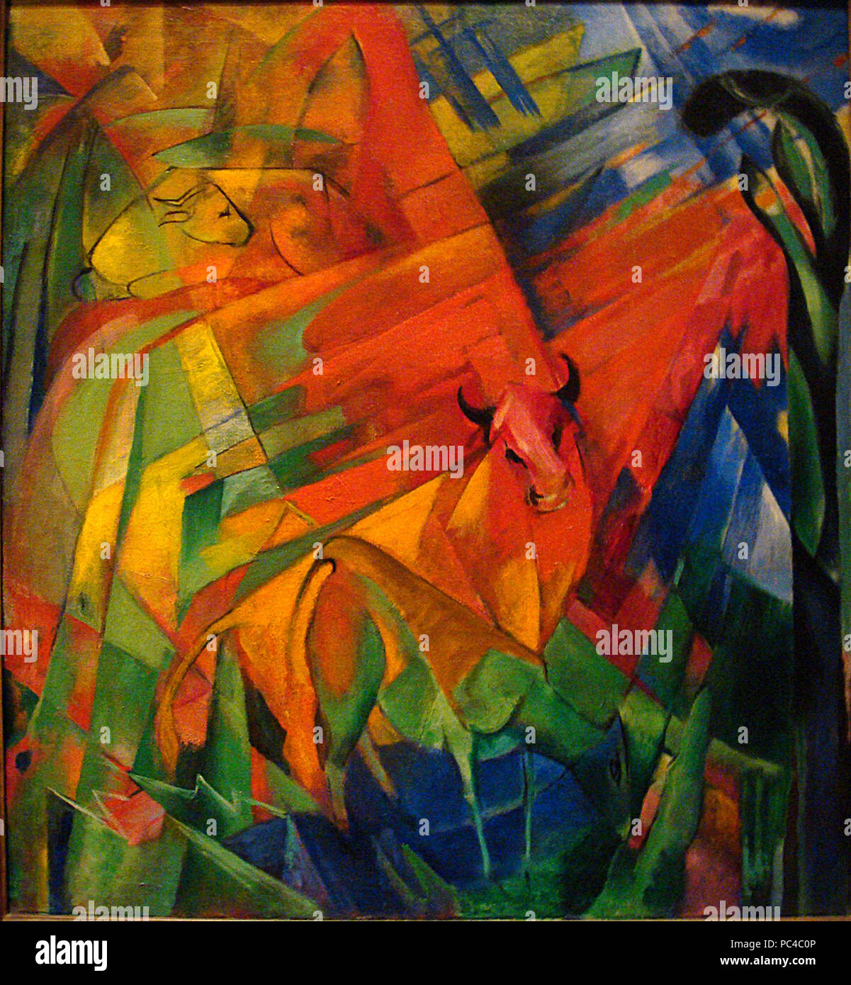 60 Franz Marc 1914 Tiere in einer Landschaft Stockfoto