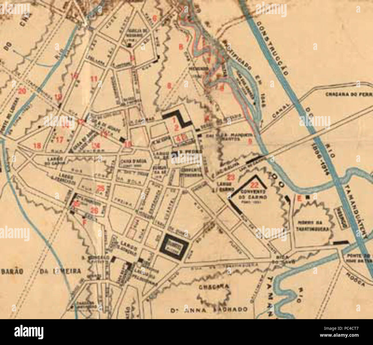 Afonso de Freitas - Mapa da Cidade de São Paulo. Stockfoto