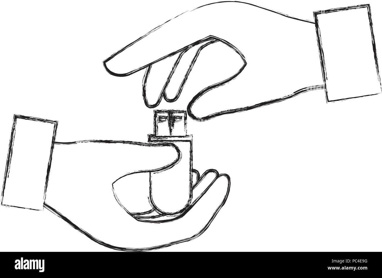 Hände mit USB-Speicher Stock Vektor