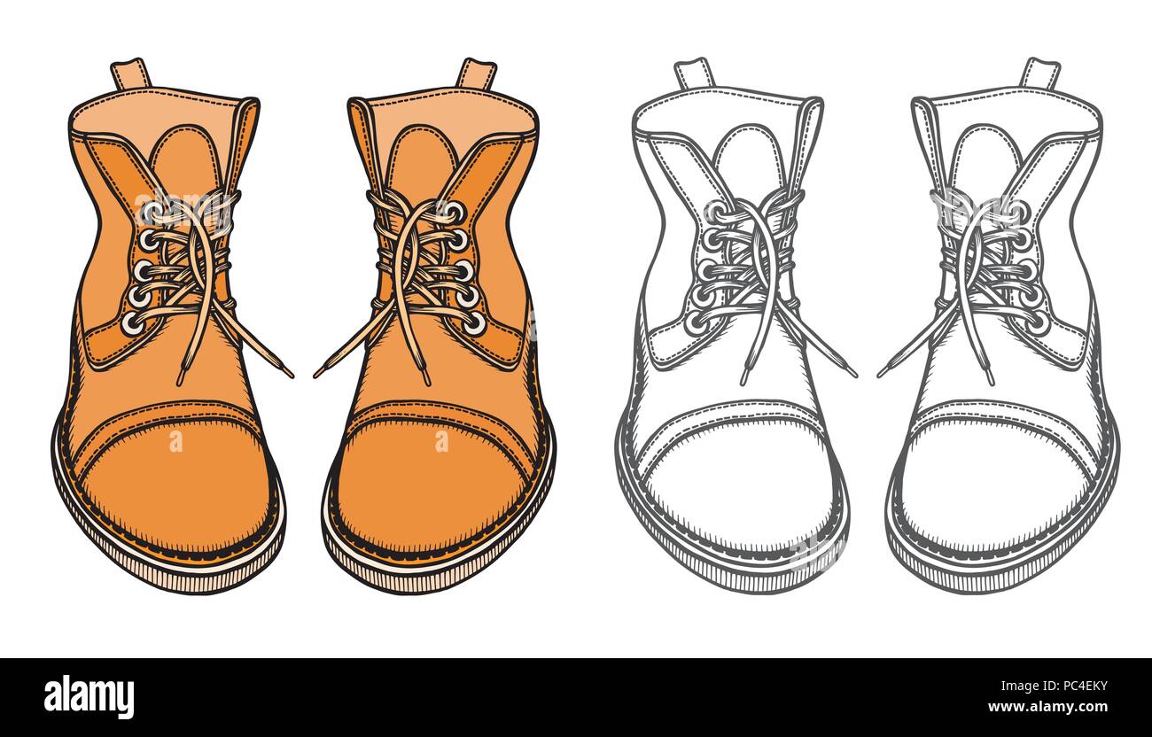 Satz Schuhe, Stiefel, Vector Illustration, isoliert auf weißem Stock Vektor