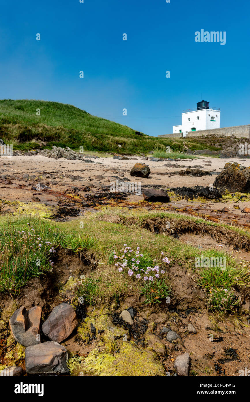 Bamburgh Leuchtturm, Bamburgh, Northumberland Stockfoto