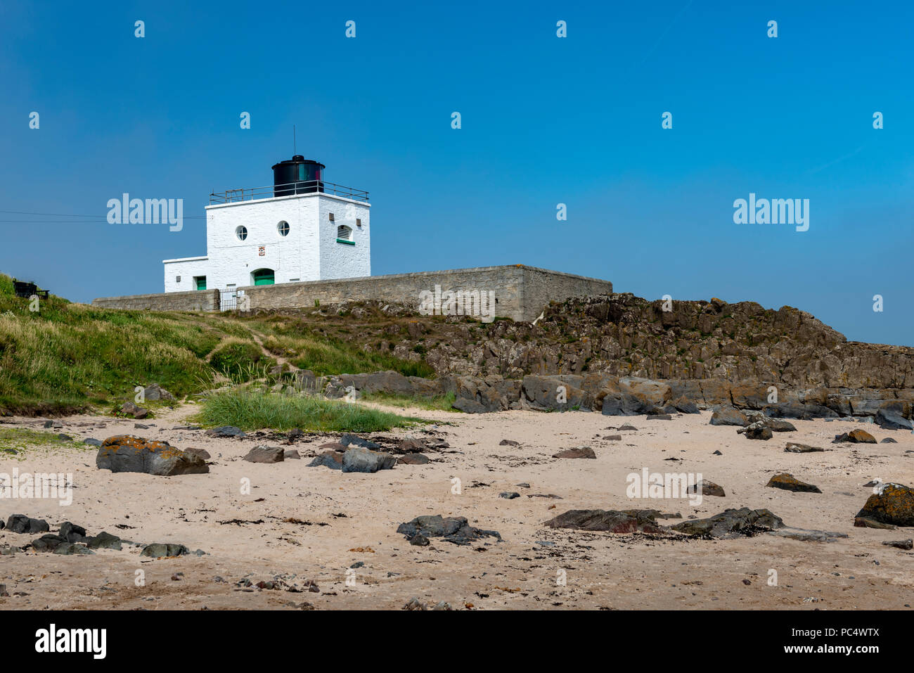 Bamburgh Leuchtturm, Bamburgh, Northumberland Stockfoto