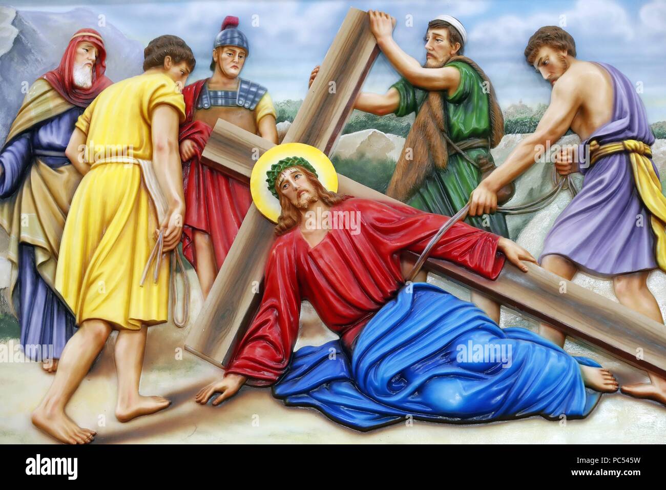 Unsere Liebe Frau von Fatima Kirche. Weg des Kreuzes. Station 9. Jesus