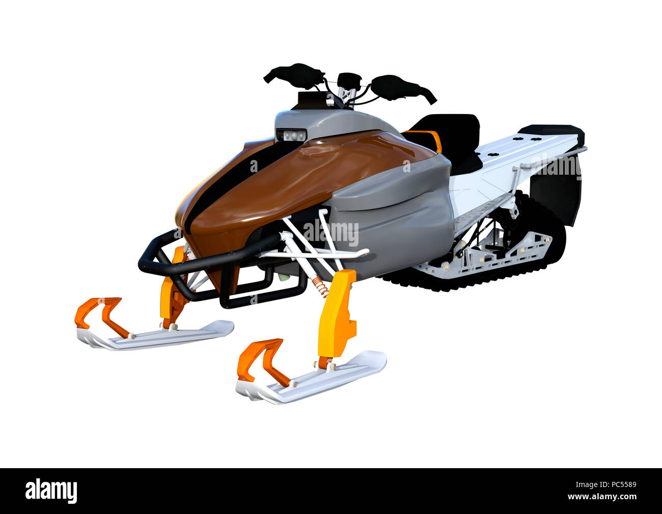 3D-Rendering von einem Schneemobil, oder Motor Schlitten, Schlitten, oder  snowmachine, ein motorisiertes Fahrzeug für den Winter Reisen, auf weißem  Hintergrund Stockfotografie - Alamy