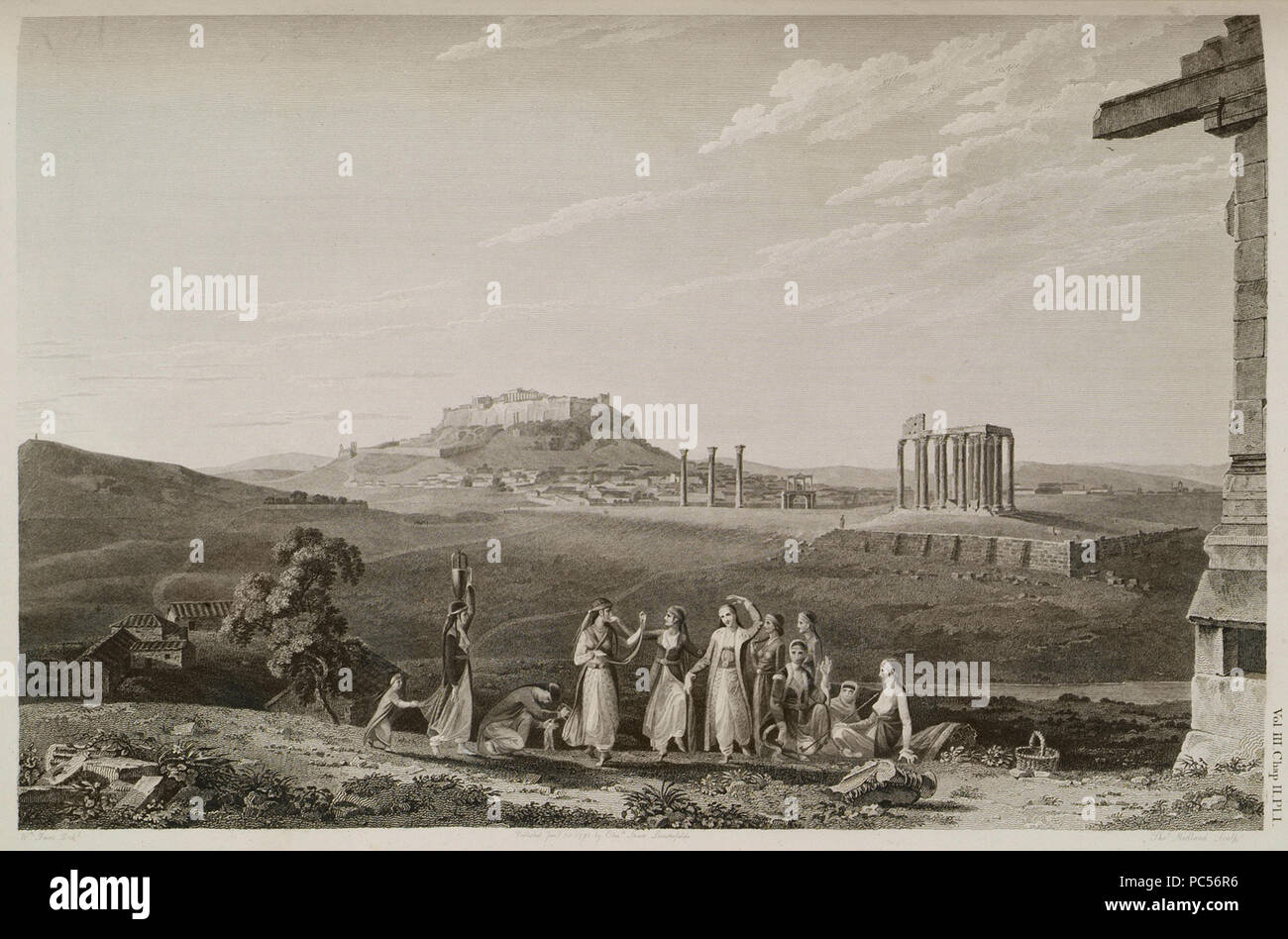 632 Blick auf den Tempel des Jupiter Olympius, aus dem ionischen Tempel genommen (b) am Ilyssus - Stuart James und Nicholas Revett - 1794 Stockfoto