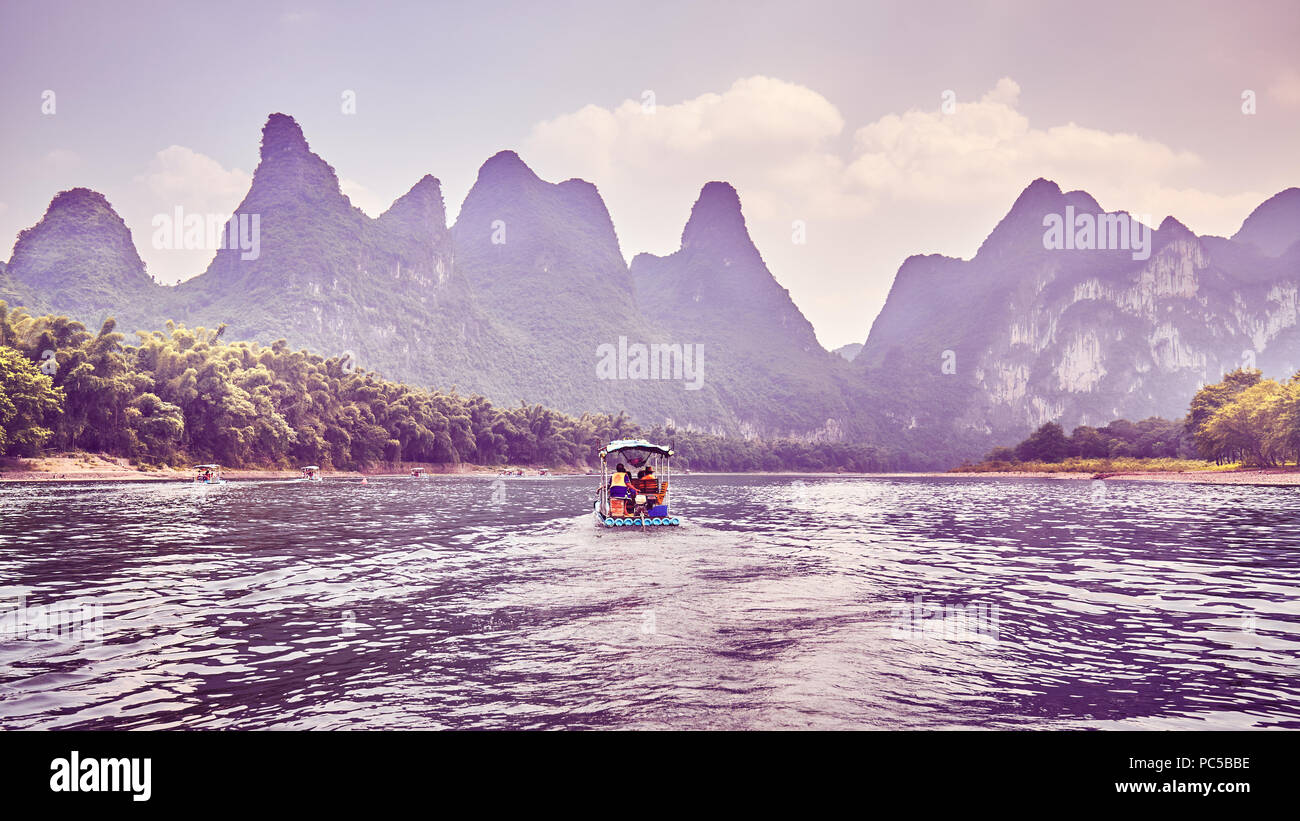 Farbe getonte Bild von dem Fluss Li (Li Jiang), China. Stockfoto