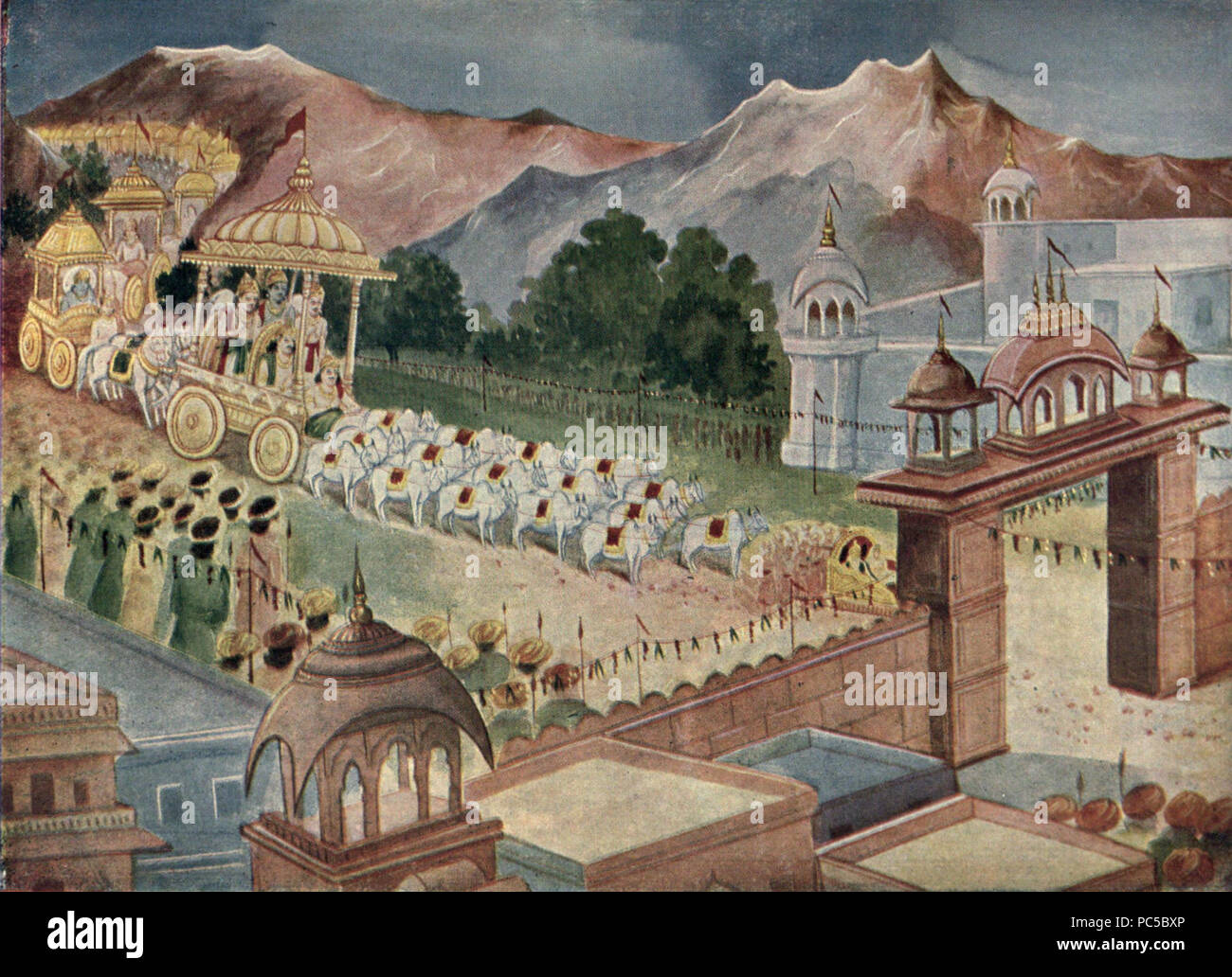 658 Yudhisthira kommt in Hastinapur am Ende des Krieges Stockfoto