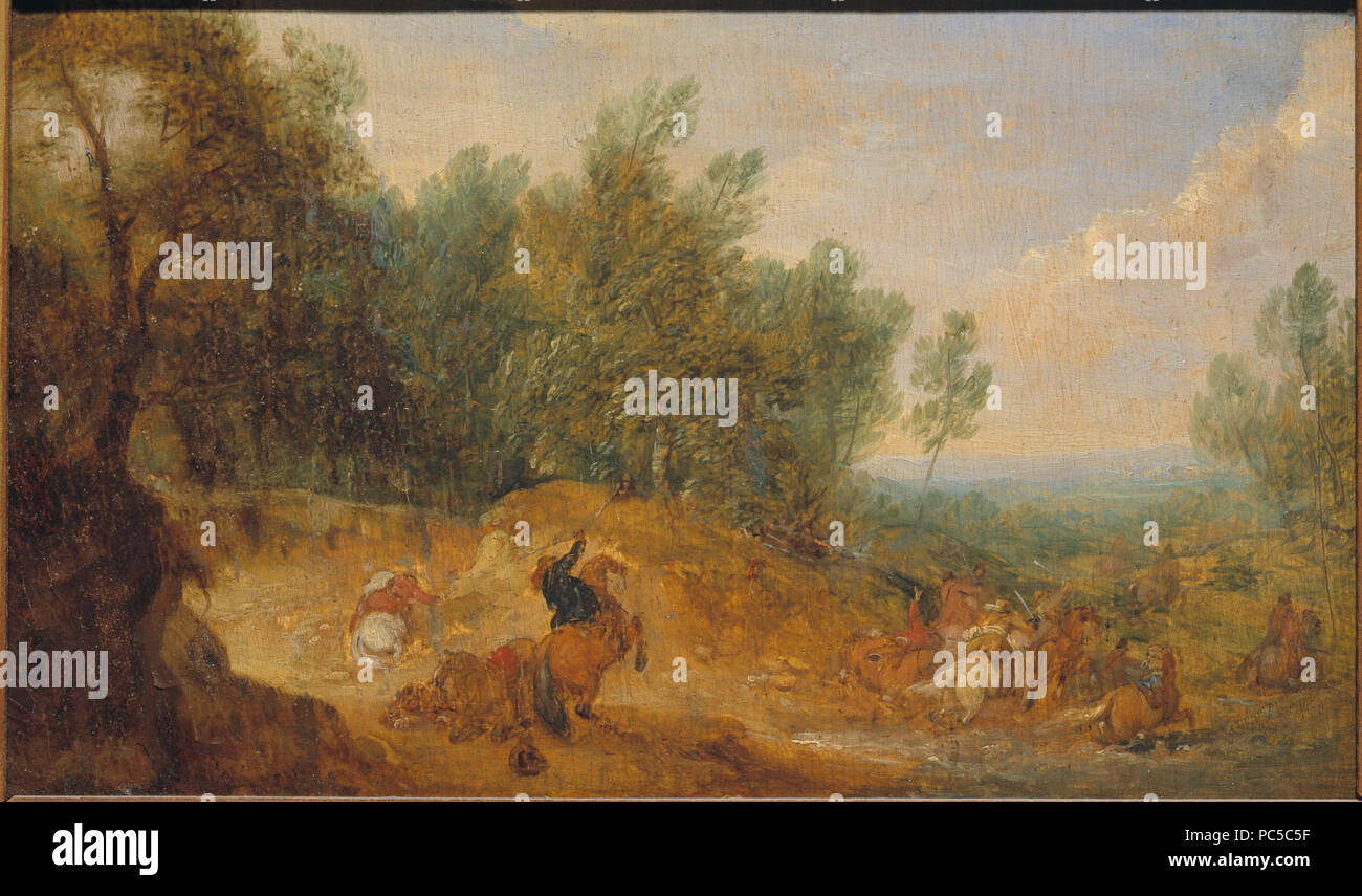 77 Reiter angegriffen zu einem Ford (Adam Frans van der Meulen) - Nationalmuseum - 17516 Stockfoto