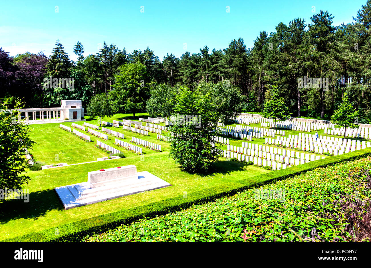 Polygon Woods war Cemetery in der Nähe von Ypern in Belgien enthält 108 Bestattungen inkl. 19 unbekannte Soldaten, die im Ersten Weltkrieg gestorben Stockfoto